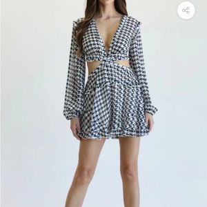 Houndstooth cutout romper